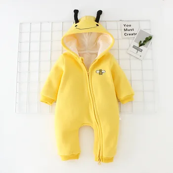 

Baby Clothes Rompers Jumpsuits Newborn Cartoon Little Bee Rabbit Ears Zipper Clothes Jumpsuits Cotton Jackets Outer Jumpsuits