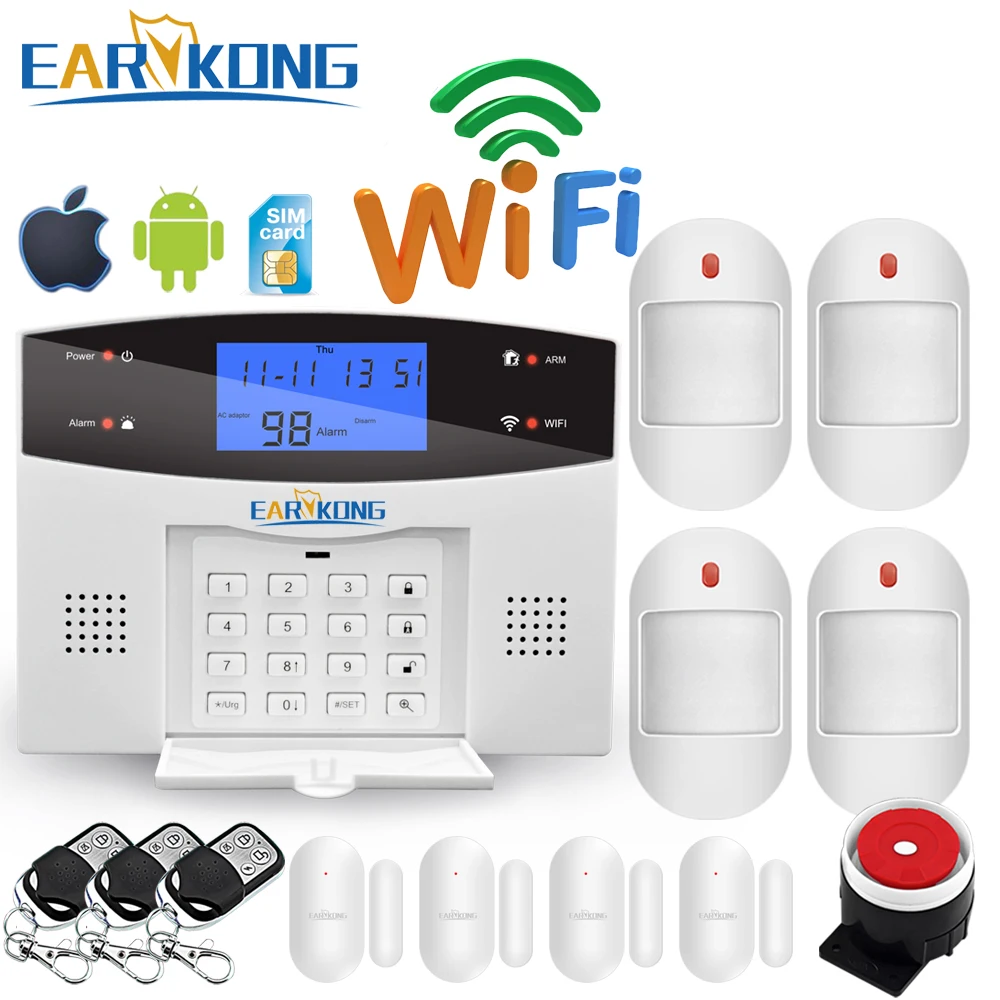 WIFI GSM PSTN Alarm System Wireless & Wired Detectors Alarm Smart Home Relay Arm 