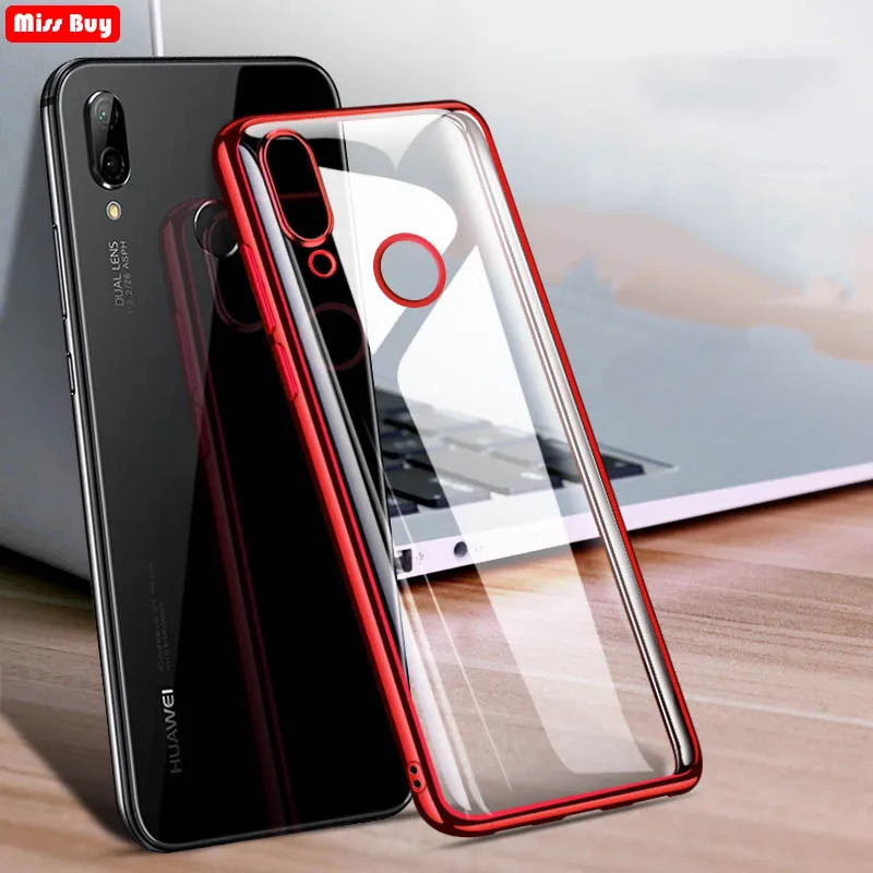 Тонкий прозрачный чехол с золотым покрытием для Huawei Y9 Y7 Pro 2019 Nova 3 3i 4 P30 Lite Mate 10 20 Honor