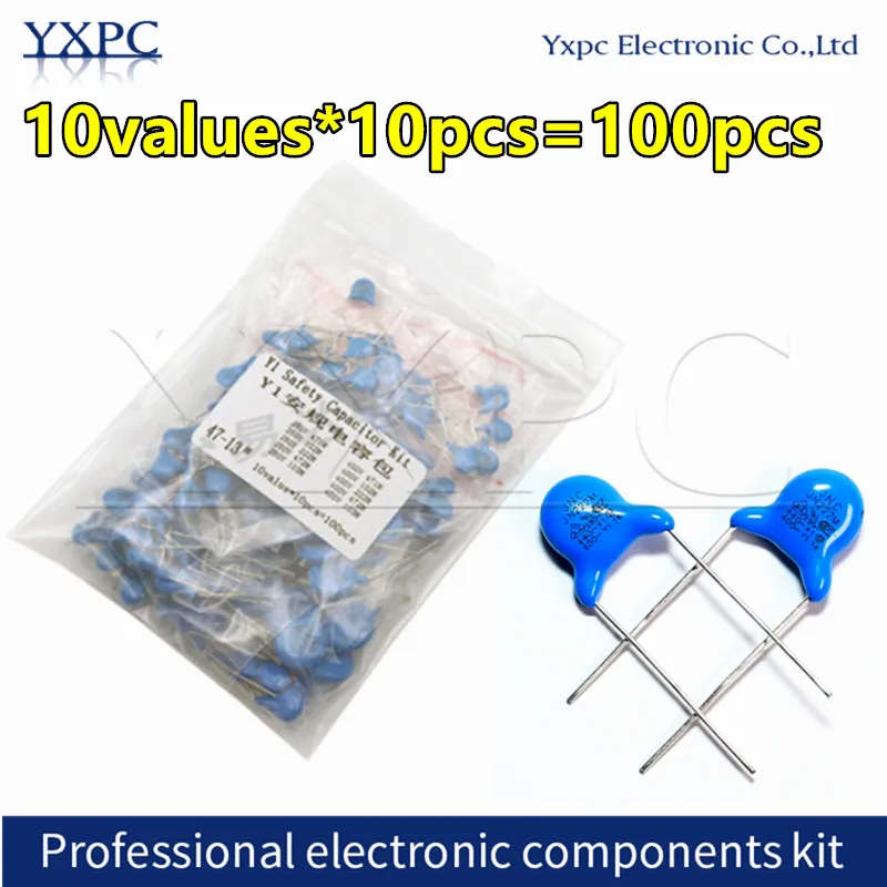 10 значений * шт. = 100 предохранительный Y-конденсатор DIY KIT X1 Y1 Y2 400VAC 250VAC 471 102 222M 472M 103M |