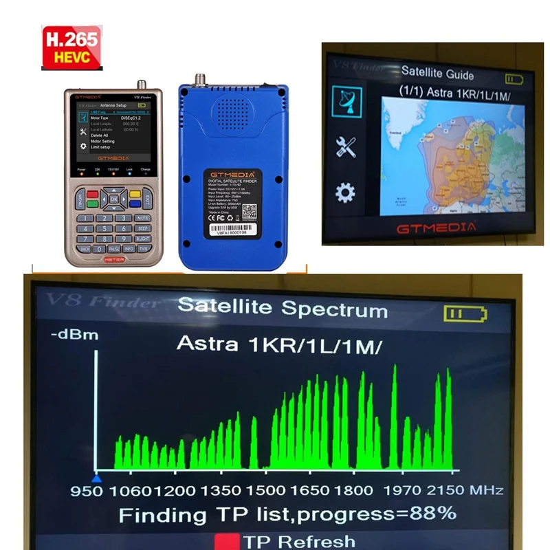 Gtmedia V8 прибор обнаружения Hd Dvb-S2 цифровой спутниковый искатель высокой четкости Sat Finder Dvb S2 спутниковый измеритель Satfinder 1080P (Eu Plug)