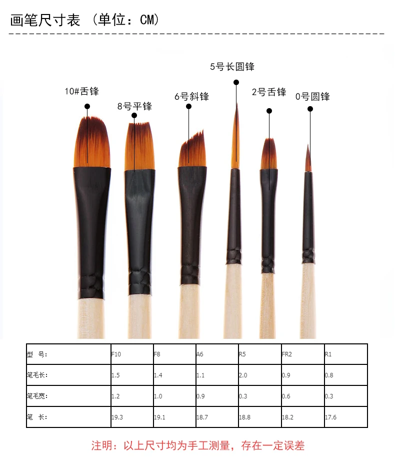 6 шт./компл. Hige качество акварель масляная краска нейлоновая кисточка Деревянный инструмент для рисования набор ручек Акриловые искусства расходные материалы