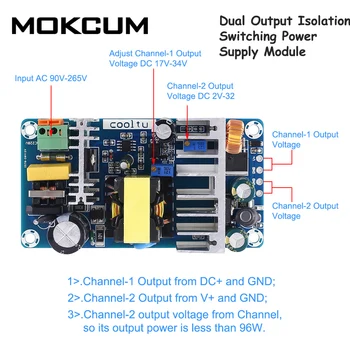 

Dual Output Isolation Switching Power Supply Module Adjustable Buck Step Down Module AC-DC Converter 110V 220V to 12V 24V 36V