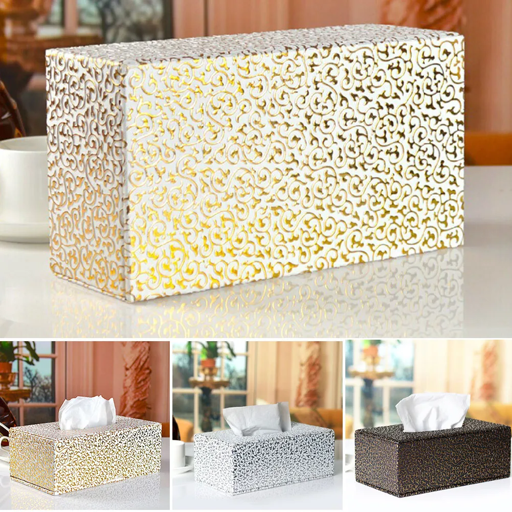 Модный Настольный Магнитный офисный автомобильный домашний Резной декор из искусственной кожи, держатель для салфеток, коробка для салфеток, прямоугольная, изысканная