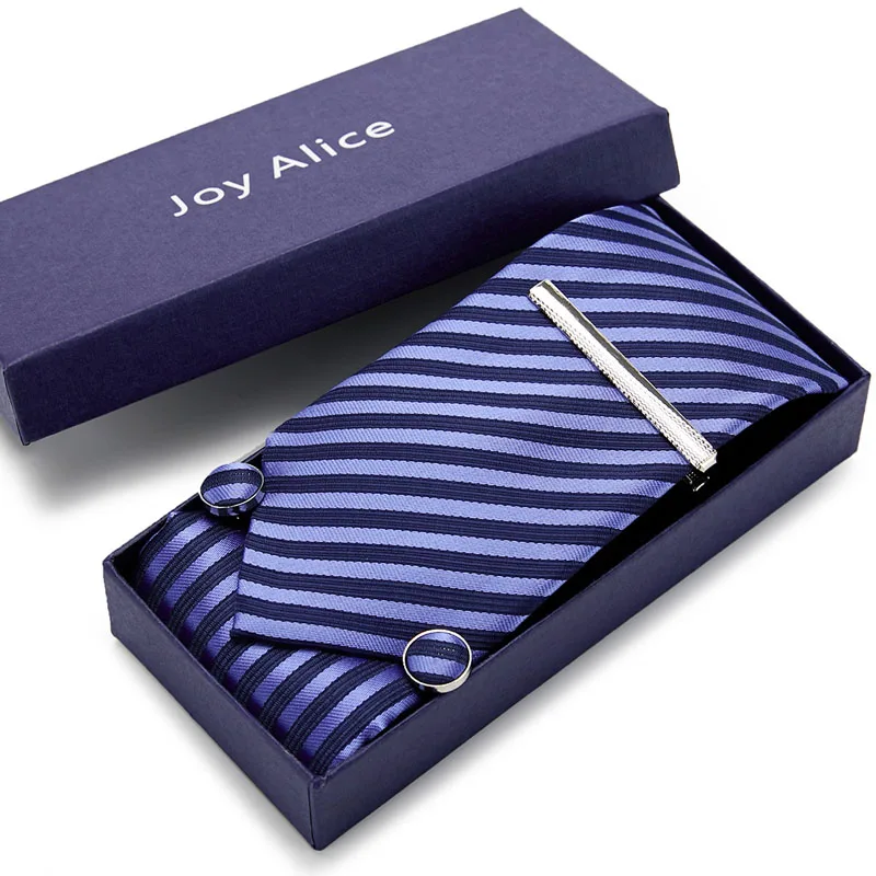 

Mens Tie Blue palid 100% Silk Classic Jacquard Woven Tie Hanky Cufflink tie clip Set For Men Gift Box Formal Wedding Party
