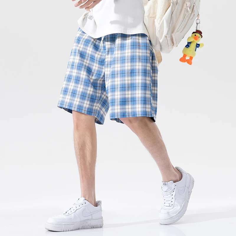 iiDossan Cotton Plaid Shorts Men Top 