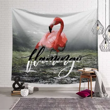 

Animals Flamingo Tapestry Wall Hanging Black & Letter Hippie Tapestries Picture Psychedelic Background Wall Table 230x180cm