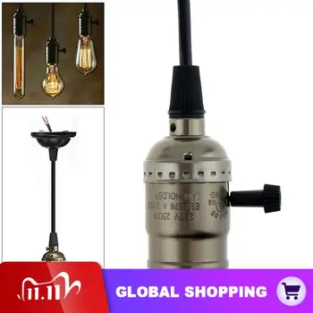 

E27 110V-250V Vintage Retro Aluminum Screw Bulb Light Socket Pendant Lamp Base Holder Ceiling Light Plug with Wire and Switch