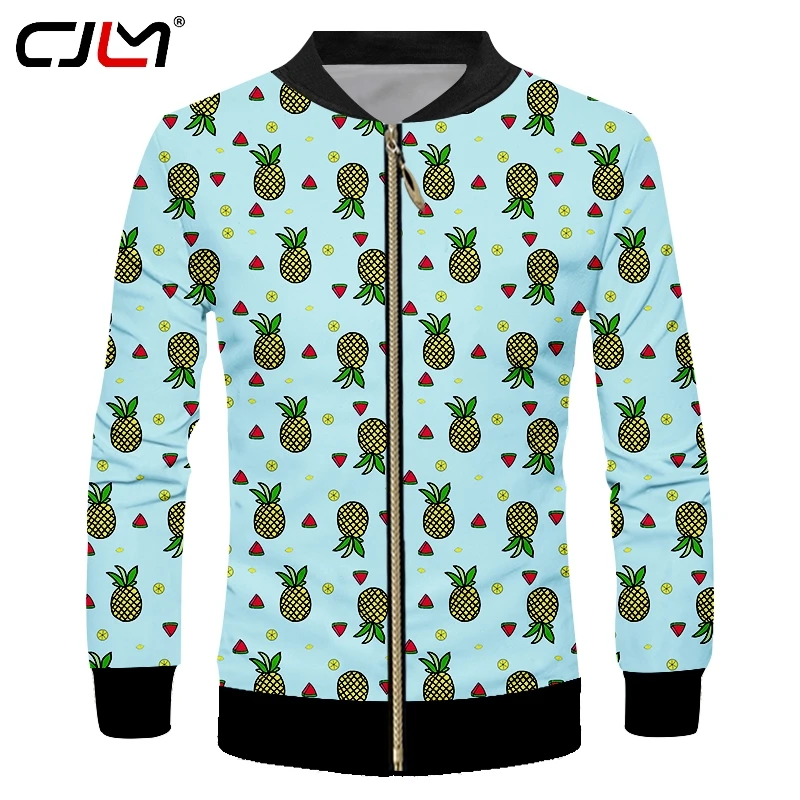 CJLM Fruit Pineapple Collage 3D Overall Printing Jacket Casual Street Style Zipper Jacket New
