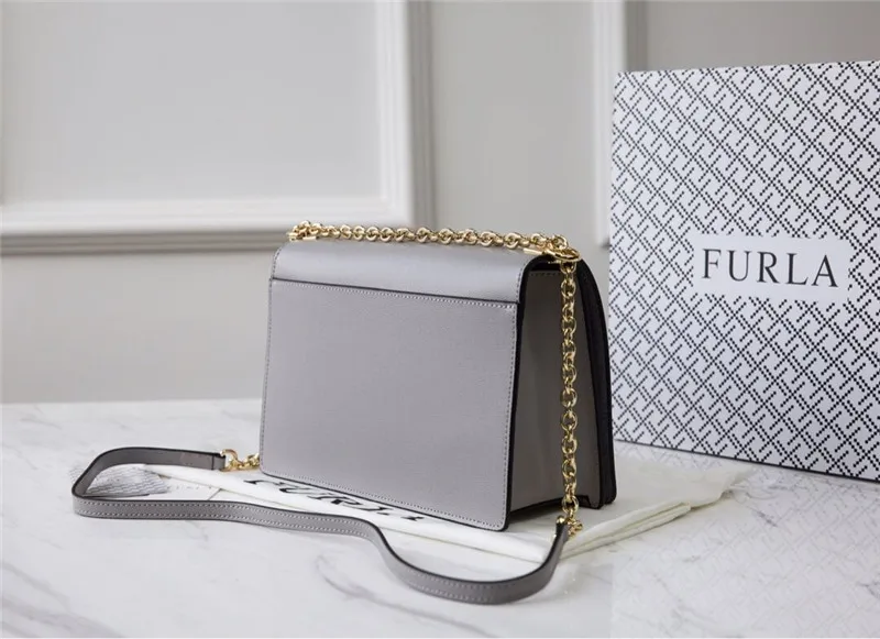 Оригинальные женские сумки FURLA, высококачественные женские кожаные сумки Furla светло-серого цвета, размер L 24 см x 8 см x 16 см