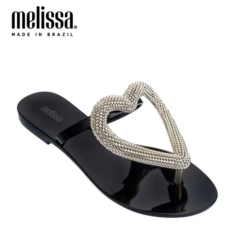 Melissa/Женская обувь с большим сердцем; прозрачные шлепанцы; Новинка года; женские шлепанцы; брендовая прозрачная обувь; бразильская прозрачная обувь Melissa