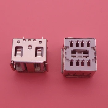 

50PCS/LOT Double USB Short body type USB Jack A female 180 degree DIP Vertical USB Connector usb 2.0 white 8P