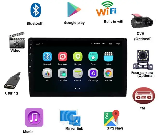9 дюймов 10 дюймов 2,5 D сенсорный экран Android 8,1 Автомагнитола Стерео gps навигация Bluetooth wifi четырехъядерный мультимедийный плеер аудио
