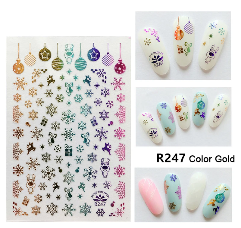 Nusx 1 Sheet Christmas Snow Flower Lace Nail Art Sticker Decals Tips Tool 3D Wraps Stamp 3