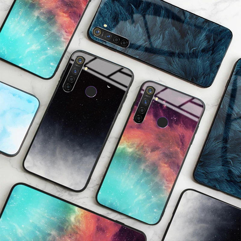 Чехол для Realme X2 Pro, закаленное стекло, полное покрытие, Instagram, Звездный дизайн, перо, Funda для Realme 5 Pro Realme 3X2 XT C2, чехол s