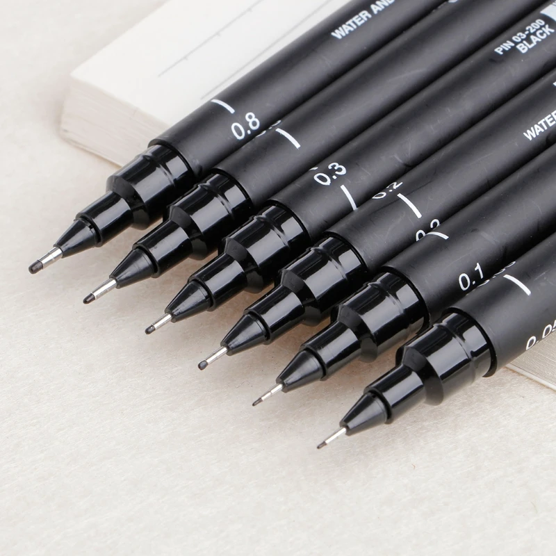 6pcs/lot Pin Drawing Pen Fineliner Ultra Fine Line Art Marker Black Ink 005 01 02 03 05 08 Micron Drawing Pen Office School Set art marker pens art markers pen marker marker pen marker pens markers pen micro pens