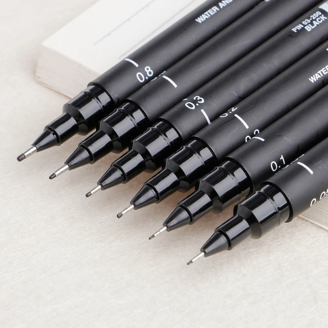 UNI PIN Drawing Pen Pigment Liner Black 0.05mm to 0.8mm set of 6