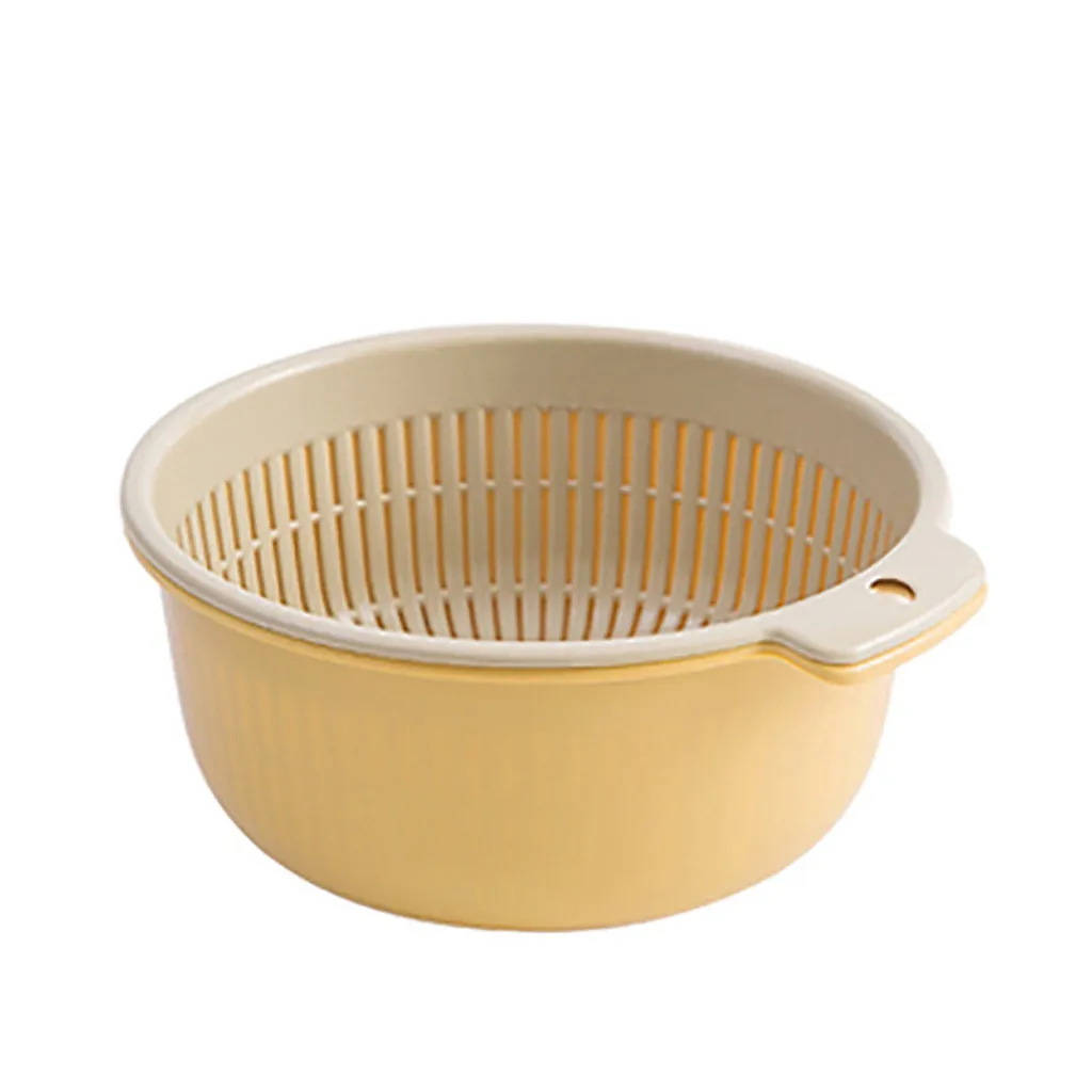 Beige Двухслойный фильтр для мытья, ситечко для кухонного инструмента, дизайн разделительной корзины, PP материал, корзина для мытья фруктов, гаджет для чистки - Цвет: Beige