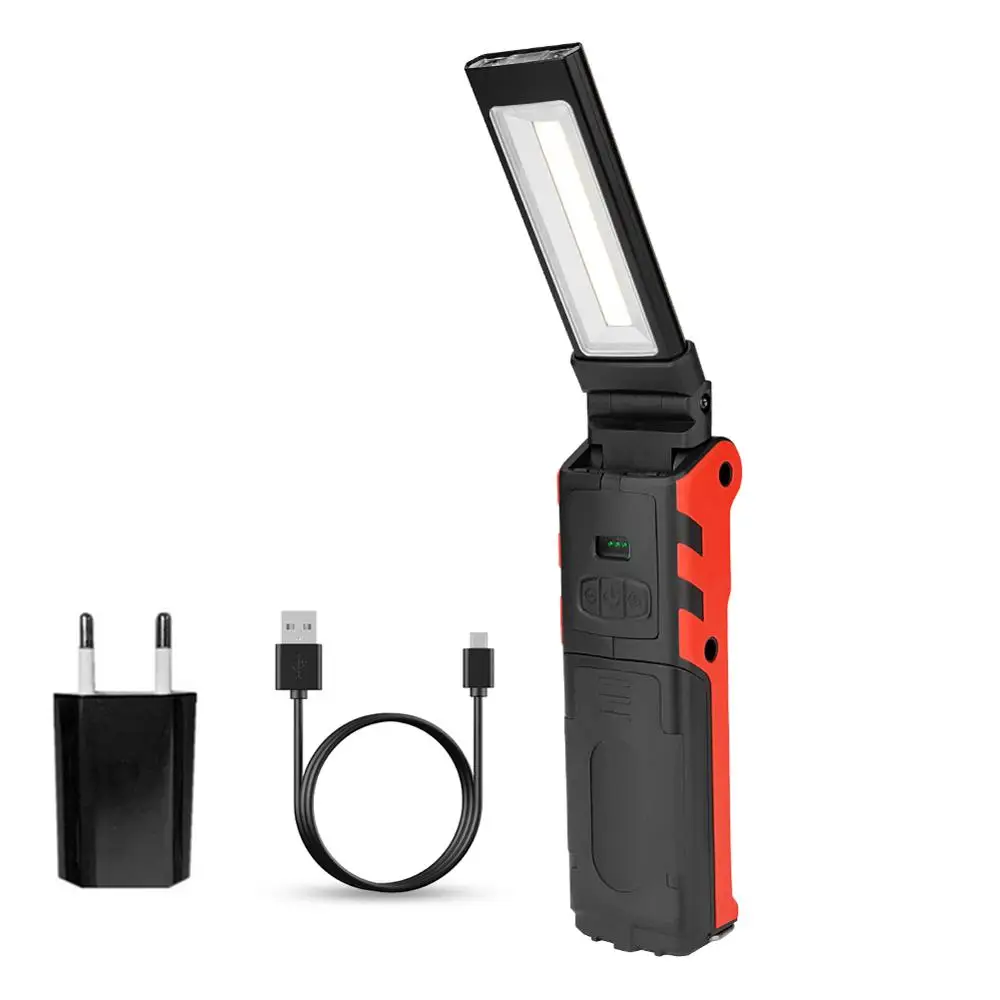 COB LED Work Light USB Rechargeable Flashlight Magnetic Hanging Hook Lamp Car Repair Inspection Lamp For Outdoor Camping - Испускаемый цвет: EU Charger