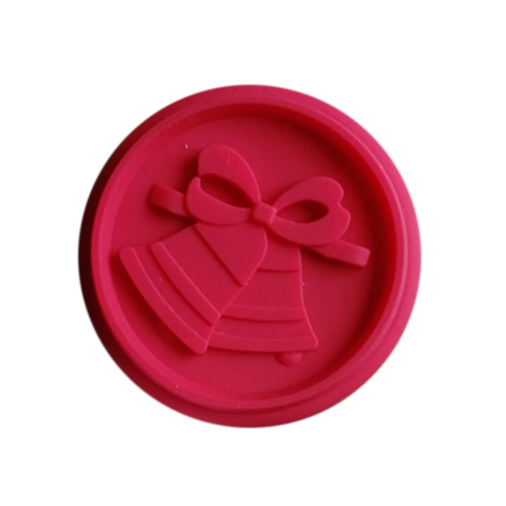 Silicone Cookie Stamp Cutter Pastry Cake Cookie Seal Moulds with Wooden Handle Home Made Prints Molds Biscuit For Christmas