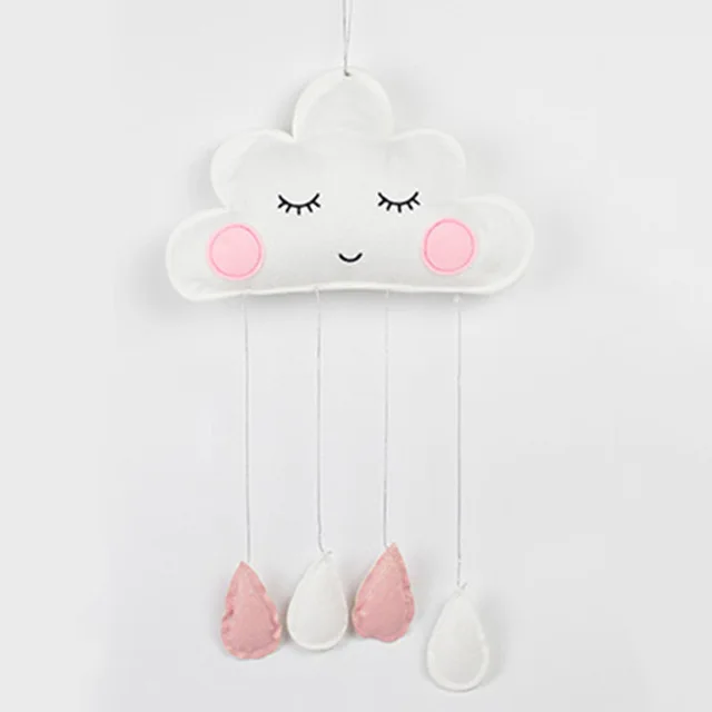 light red Baby Kids Room Decoration Nordic Accessories Rain Clouds Wall Hanging Tent Cloud Toys Girls Nursery Decor Photo Props For Child - Цвет: light red