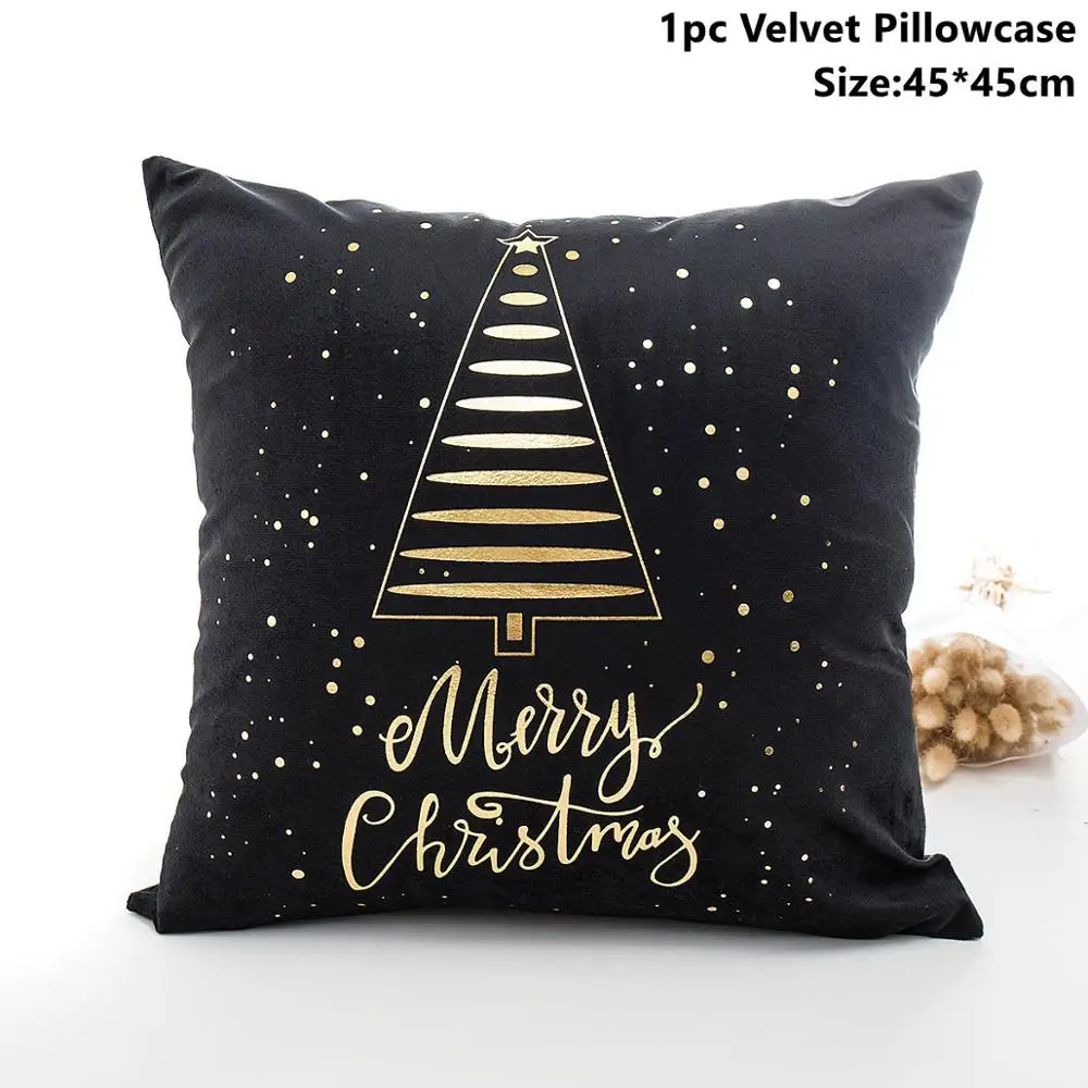 Xmas Pillowcase 4 CHZLL Рождественская наволочка для подушки, декоративная Черная Золотая Рождественская наволочка, рождественские украшения, Рождественский Декор для дома 45*45 см - Цвет: Xmas Pillowcase 4