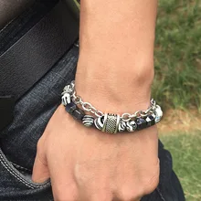 Браслет из натурального камня с бусинами, мужские цепочки из нержавеющей стали, подарок для мужчин, аксессуары для хип-хопа