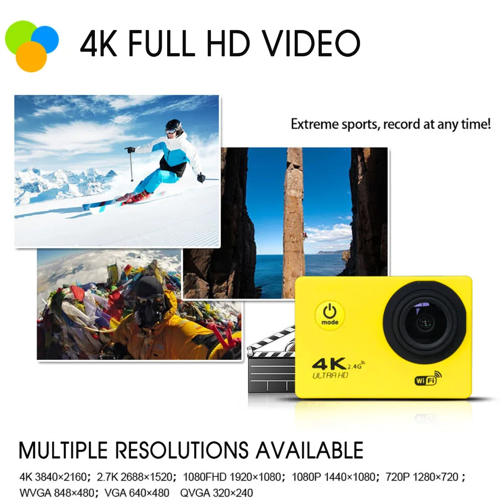 Kebidumei Ультра HD 4K Экшн-камера 60 м водонепроницаемая Спортивная камера 2,0 'экран 60 кадров в секунду Спортивная камера 1080p Go Extreme Pro камера