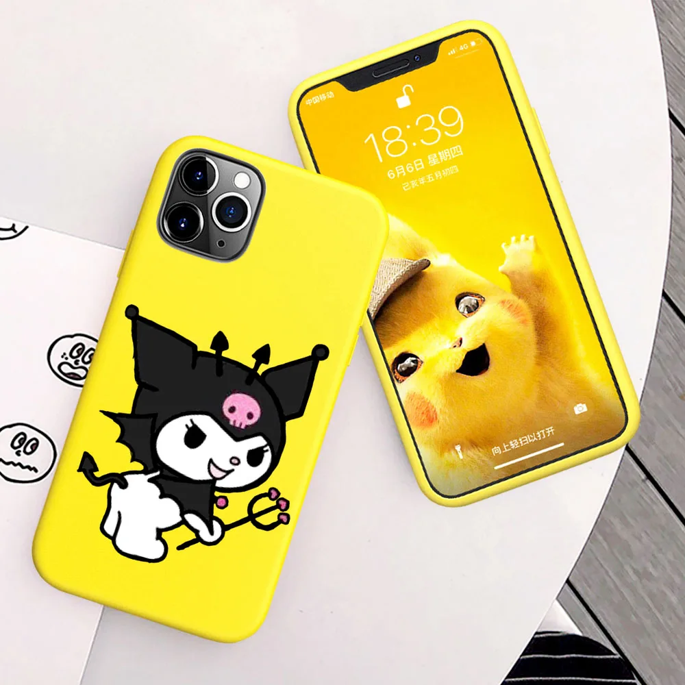 

Lovely Cute Kuromi Fashion Yellow Soft Phone case For Coque iPhone XR 10 11 Pro max 8 7 6 6S Plus X XS Max 5 5S SE Fundas Capa