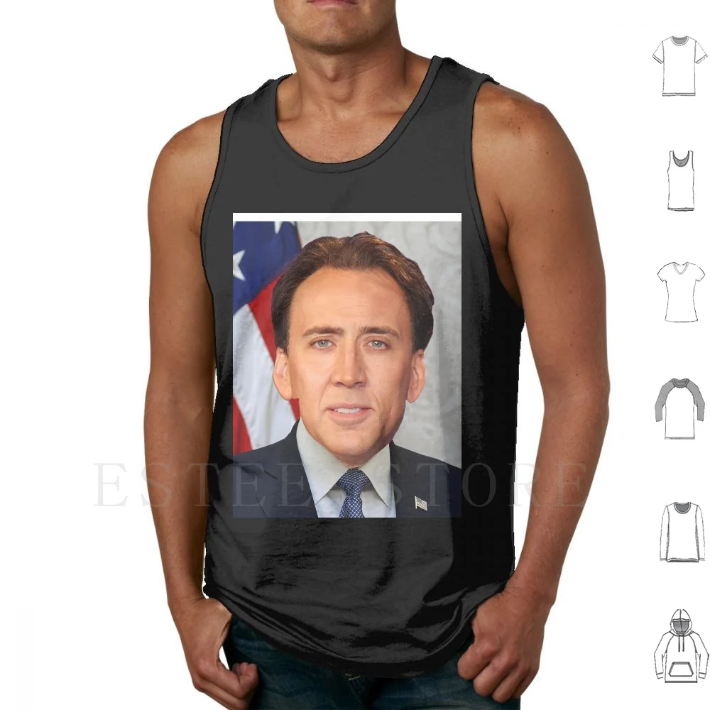 

Pres Cage Tank Tops Vest Sleeveless Nick Cage Celebrity Trump Pesident Meme Photoshop Edits Stupid Donald