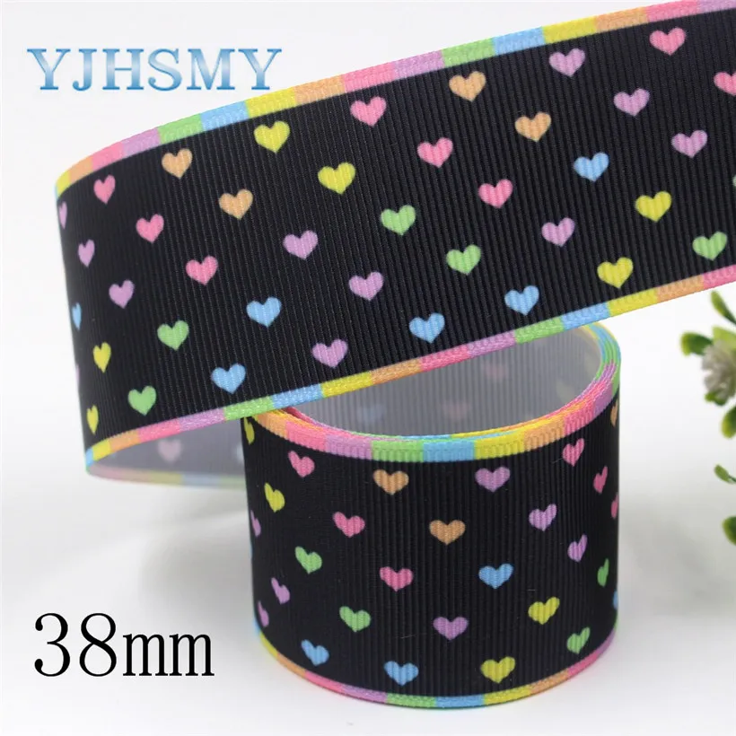 YJHSMY I-19812-1910, 38 мм 10 ярдов любовь Печатный grosgrain лента упаковка дизайн, DIY аксессуары материалы ручной работы - Цвет: I-19812-1910