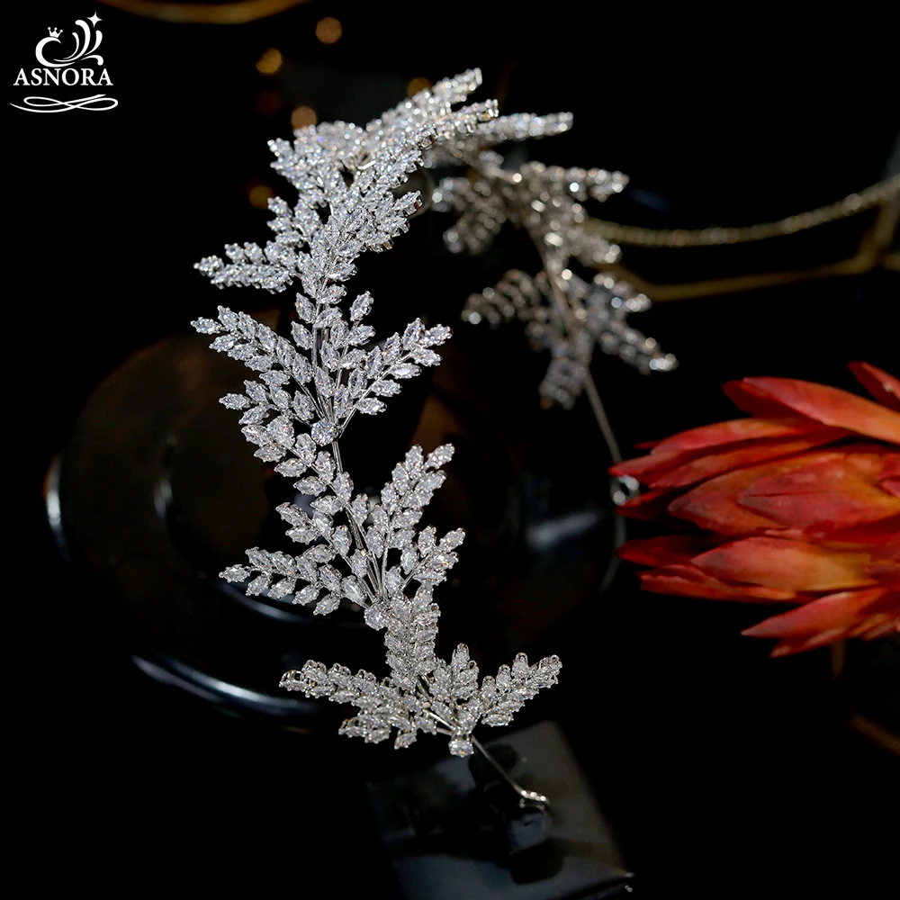 Fashion Bride Headband Crystal Leaf Hair Band ASNORA Bridal Crown Tiara Hair Accessories Wedding Wedding accessories A01006