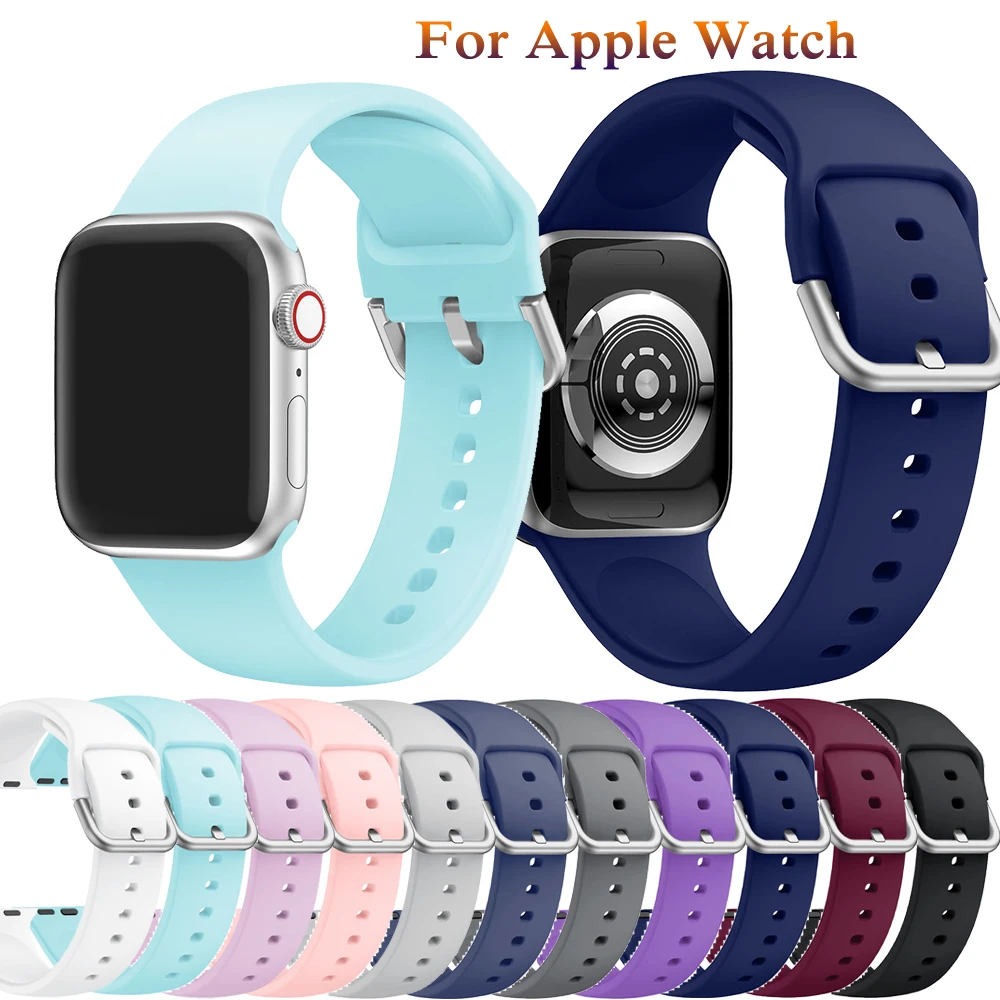 Braccialetti In Silicone Per Apple Watch 40Mm 44Mm 38Mm 42Mm Fashion Sport Smart Watch Band Per Apple Watch Series 7 6 4 5 3 2 1 Watch