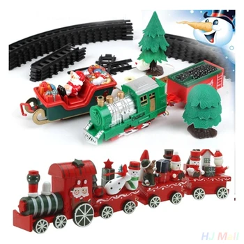 

Children Small Train Track Toy Electric Light Music Christmas Train Baby Toys Christmas Decorations For Home navidad 2019