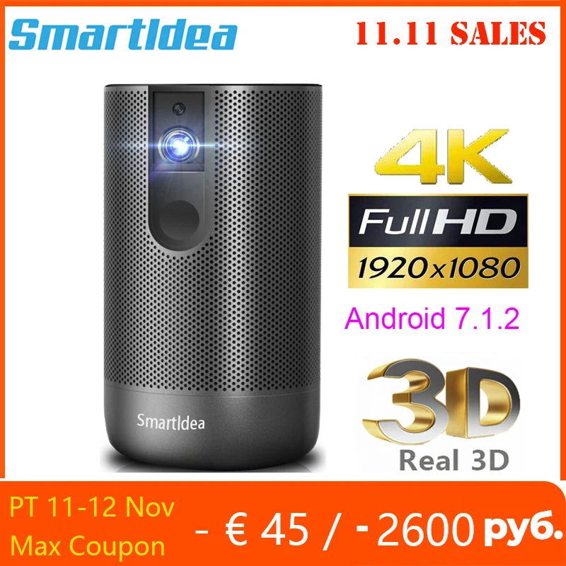 Smartldea D29 native1920x1080 Full HD Projector Android OS (2G+16G) 5G wifi DLP Proyector support 4K 3D ZOOM video game Beamer