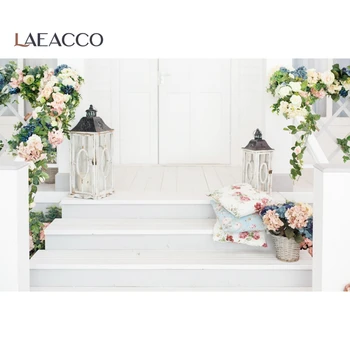 

Laeacco Spring Flowers Lantern Gray Staircase Party Living Room Portrait Photo Backgrounds Photography Backdrops Photo Studio