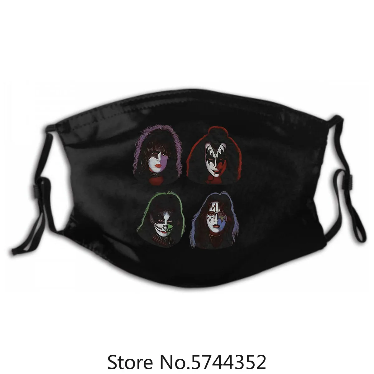 

Band Merch Washable Reusable Mask with PM2.5 Filters 5 Layers Mask Unisex Tee Official Licensed Kiss Faces Solo Mens