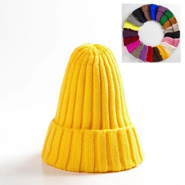 Unisex Hat Cotton Blends Solid Warm Soft HIP HOP Knitted Hats Men Winter Caps Women's Skullies Beanies For Girl Wholesale шляпа yellow