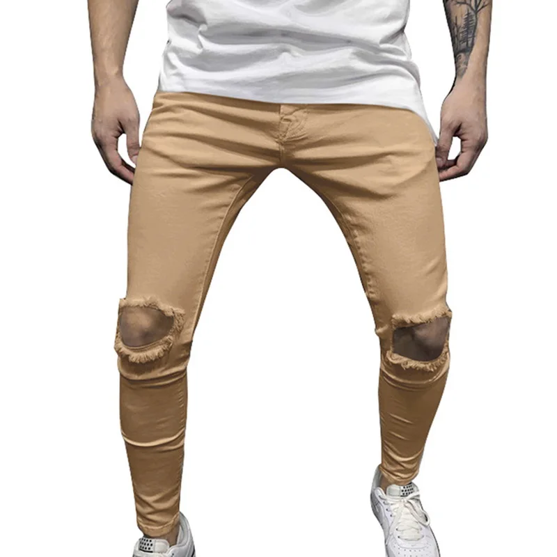 Мужская Новая модная уличная одежда в стиле хип-хоп брюки тонкие однотонные мужские повседневные штаны мужские брюки высокого качества - Цвет: A khaki
