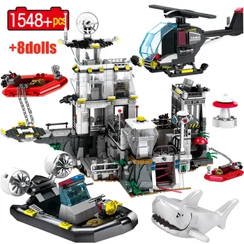 

Military SWAT Helicopter Car Model Building Blocks City Police Station Figures Bricks Education Toys for Children