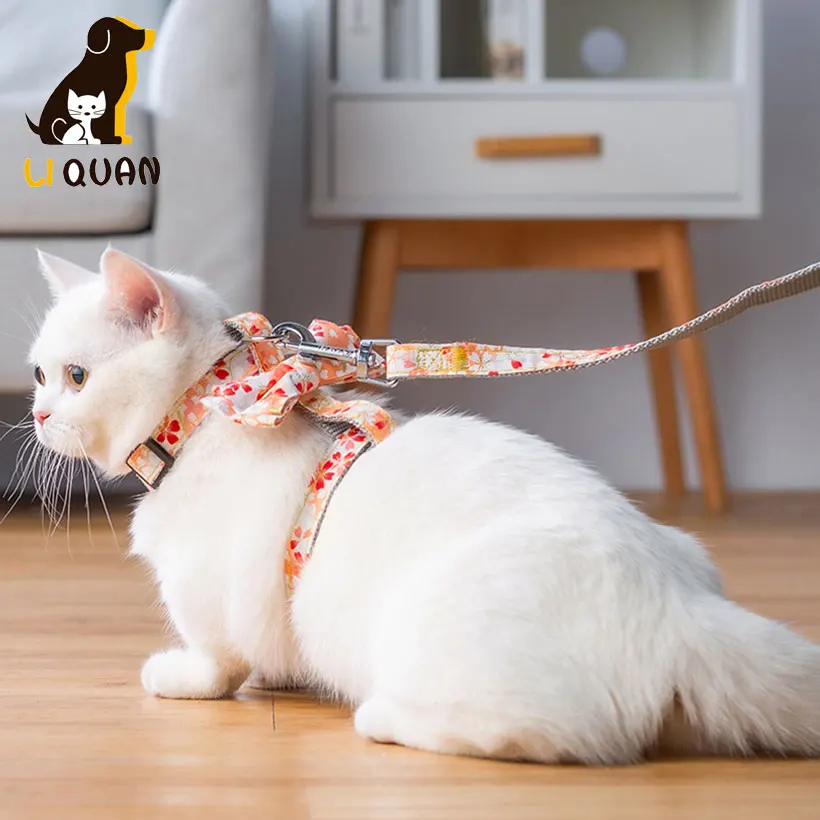 Cat Harness Vest Walking Lead Leash Pet Cat Pet Vest Coat for All Seasons Cat Collar with Bow Pet Necklace Personalized Bowknot Cat Harness Vest Walking Lead Leash Pet Cat Pet Vest Coat for All Seasons Cat Collar with Bow Pet Necklace Personalized Bowknot