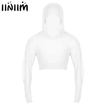 

Mens Male Fashion Top Street Wear See Through Sheer Mesh Long Sleeves Pullover Hoodie Tee Blouse Crop Tops for Hip Hop Clubwear