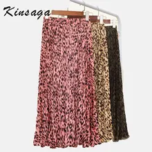 Женская модная юбка до середины икры с леопардовым принтом, Женская Весенняя Уличная Повседневная шифоновая юбка с эластичной резинкой на талии, подходит ко всему