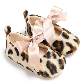

Baby Girl Sweet First Walker Shoes Leopard Print Soft Toddler Cute Leopard Print Tie Soft Sole Kids Crib Anti-slip Shoes