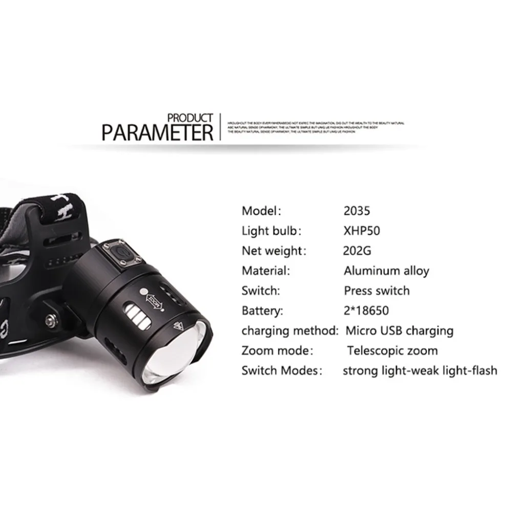 XHP50 светодиодный освещение USB перезаряжаемые фары зум фонарик для езды Водонепроницаемые уличные фонари различимые ночью путешествия 35A8