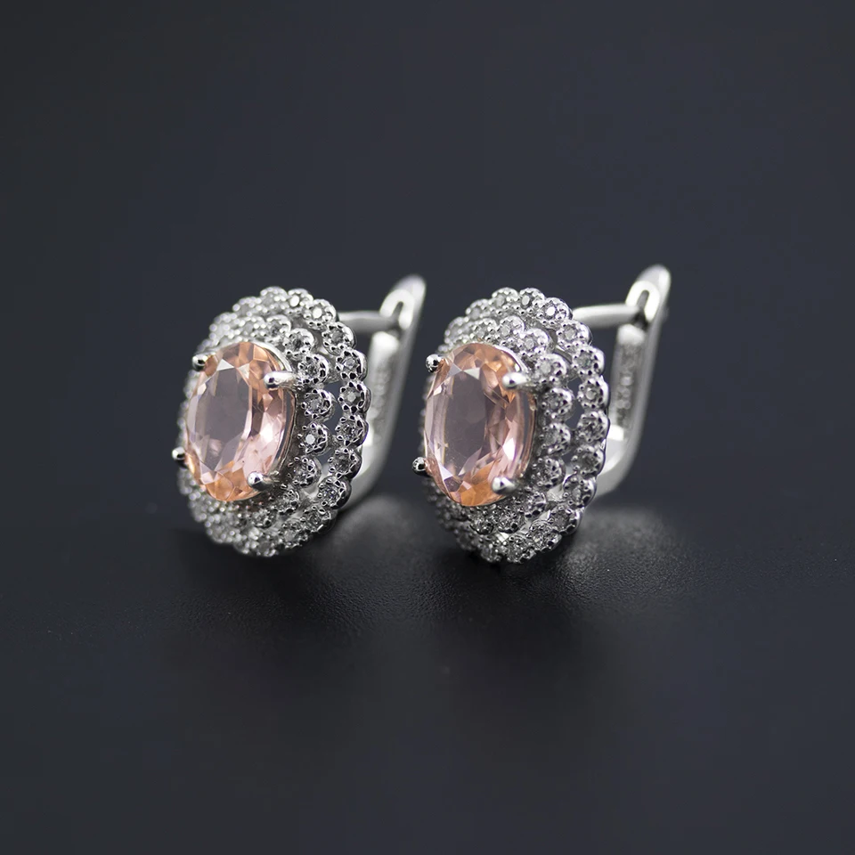 Bolai, нежные серьги-гвоздики из морганита, Настоящее серебро 925 пробы, драгоценный камень, хорошее ювелирное изделие, серьги-гвоздики для женщин, свадебный подарок