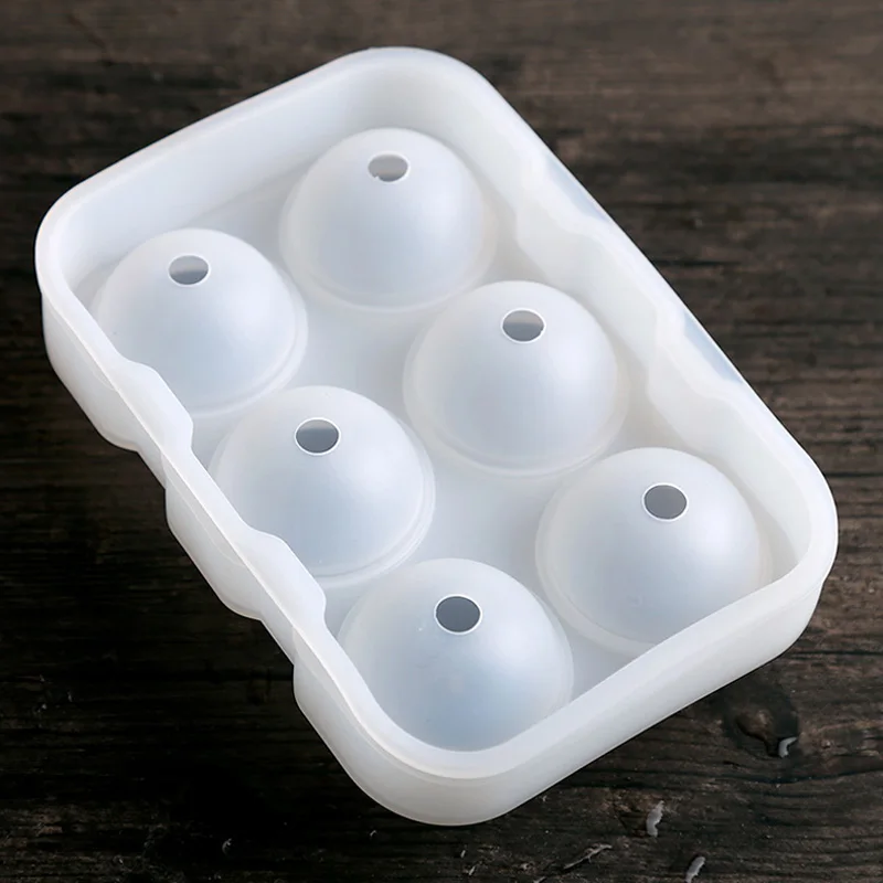 Large Round Ice Ball Maker 6 Holes Silicone Ice Cube Tray Mold Bar Party Whiskey Ice Mold Silicone Sphere shaped Ice Cube Maker (1)