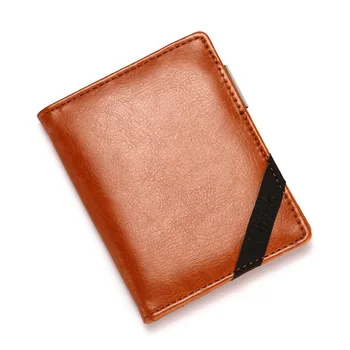 

Fashion Stainless Steel Folder Clip Short Wallet MEN'S Pu ID Card Package Card Holder