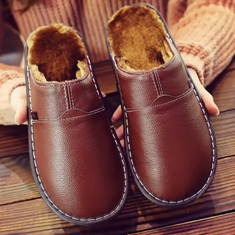 mens leather slip on house shoes