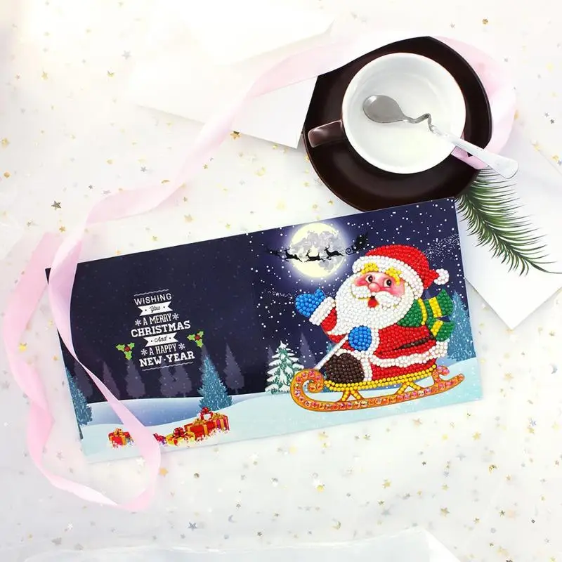 8 шт. 5D бриллиантовый рисунок Рождество карты Алмазная вышивка Подарочная упаковка DIY поздравительные открытки мультфильм ремесло подарок для детей